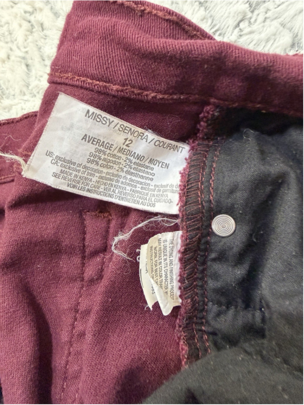Gloria Vanderbilt Women’s Straight Leg Jeans Burgundy Dark Wash Stretch Pockets - Picture 9 of 10